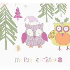 圣诞节手绘矢量猫头鹰