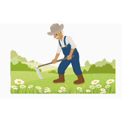 草地农夫种田种地矢量素材元素