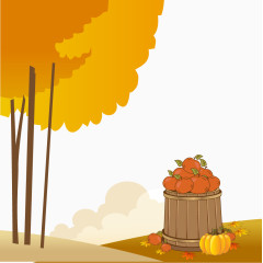 秋天树叶枫叶黄色矢量