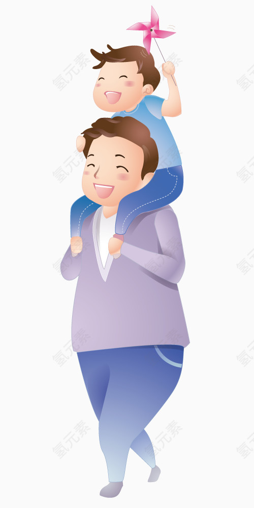 爸爸背着孩子