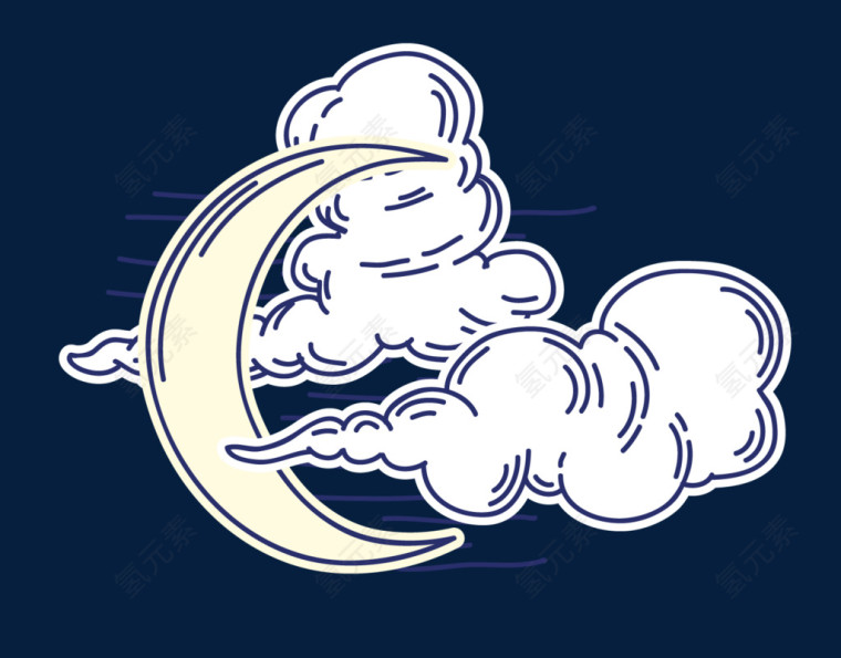 矢量乌云与月亮