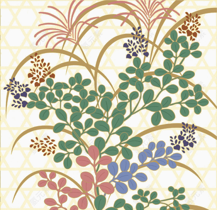 日式花叶花纹
