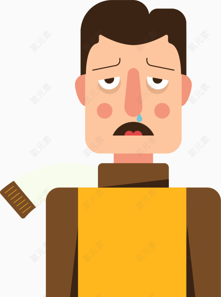 矢量手绘感冒的男子