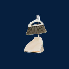 家杰不锈钢扫把簸箕套装组合乳白色