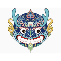 卡通麒麟脸谱矢量素材