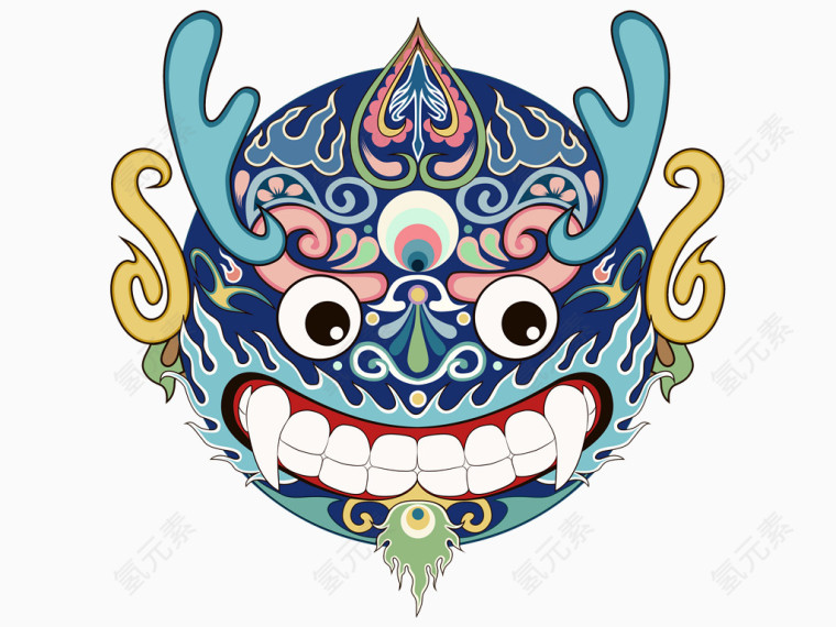 卡通麒麟脸谱矢量素材