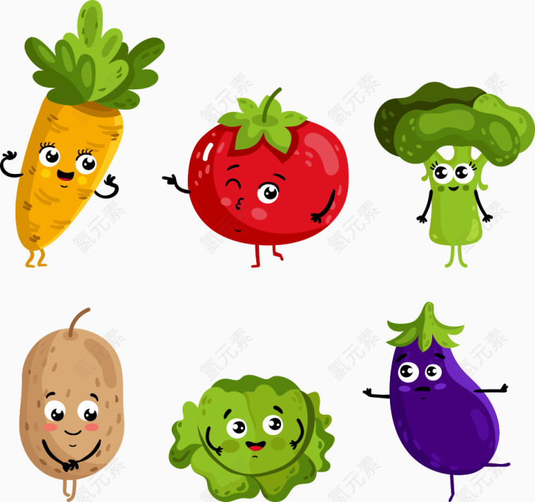 矢量创意表情蔬菜