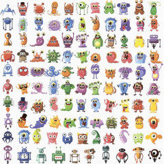 卡通机器人与卡通怪物