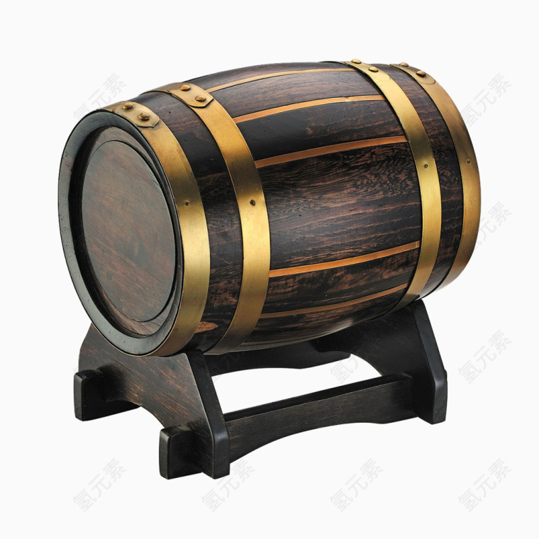 暗色系木质红酒桶免抠元素