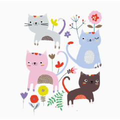 卡通花园里的猫