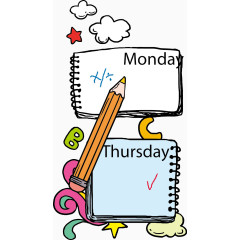 矢量手绘卡通笔记本