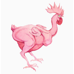 创意手绘粉色公鸡