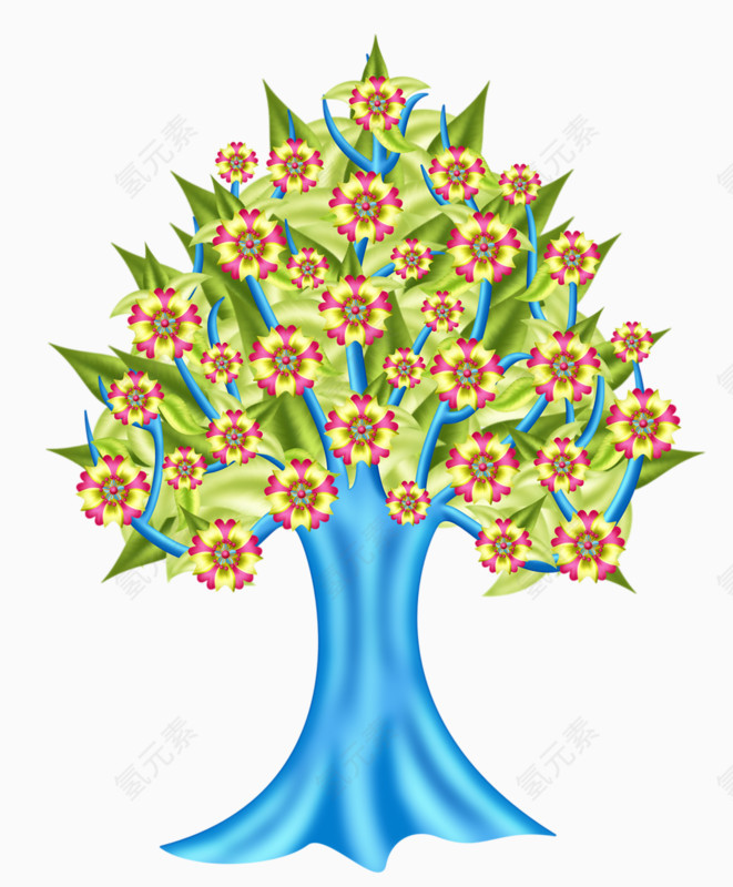 卡通手绘花朵树