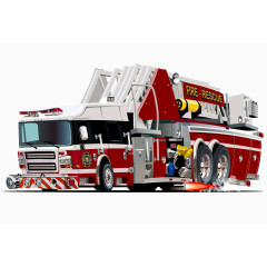 卡通手绘矢量卡通消防车