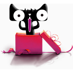 钻开盒子的卡通天猫装饰