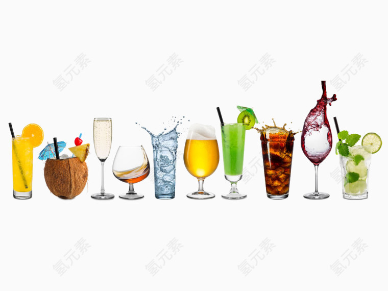 清一色果汁杯子素材免抠