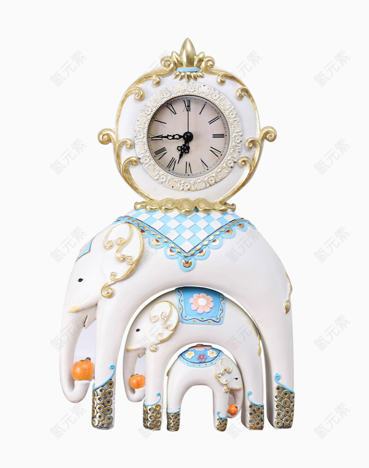 欧式大象时钟摆件