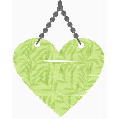 绿色心形木质树叶吊牌