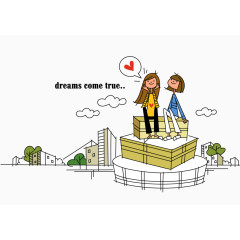 卡通线条风格可爱插画图片