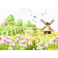 春天花草风景PSD免费下载