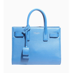 圣罗兰女士蓝色牛皮手提包正面