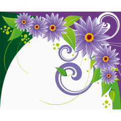 紫色牡丹花绿叶背景元素