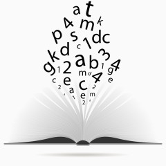 敞开的书本与字母矢量素材