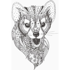 手绘花纹小豹子