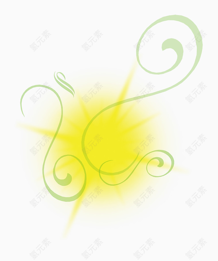 黄色光芒效果元素