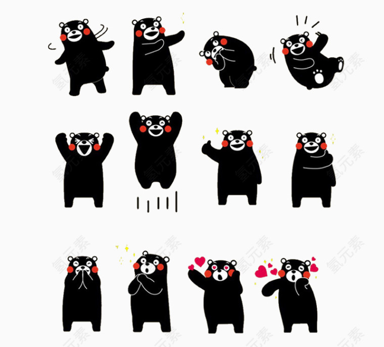 黑熊的各种动作