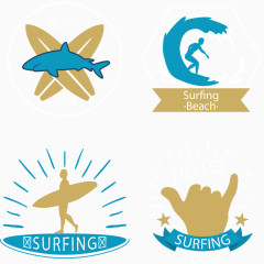 矢量手绘冲浪图标