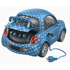 可爱蓝色电池车