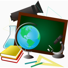 矢量地球仪与黑板