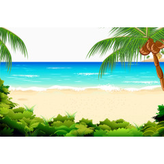 矢量手绘海边风景