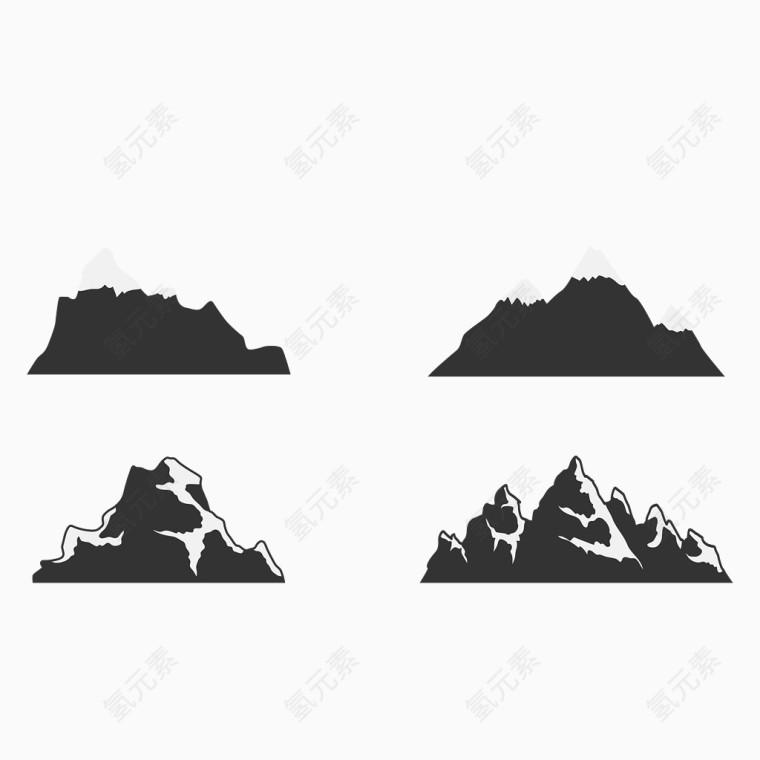 矢量扁平黑色简易山丘
