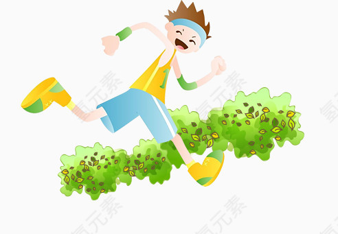 唯美精美卡通可爱小男孩跑步