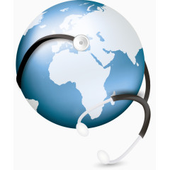 矢量手绘听诊器地球