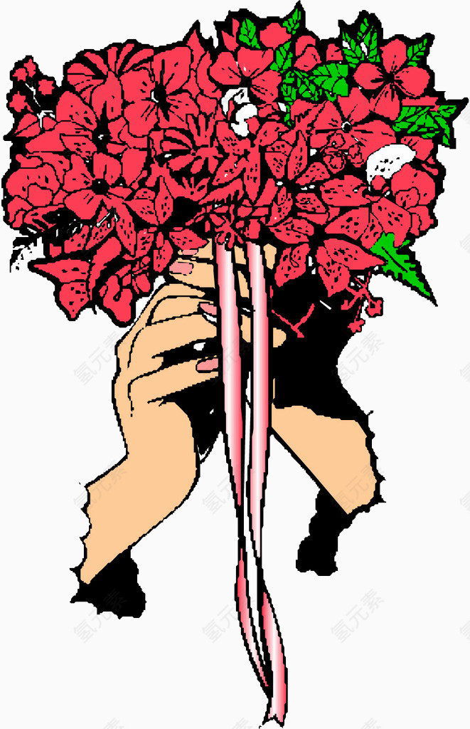 手捧鲜花