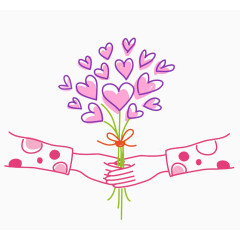 粉色简约小清新手捧鲜花