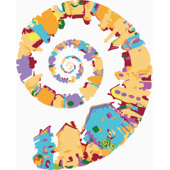 彩色漩涡效果房子