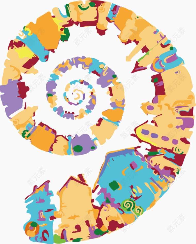 彩色漩涡效果房子