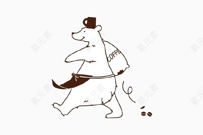 卡通插画卖咖啡的北极熊