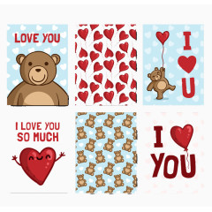 6款可爱爱情卡片矢量图