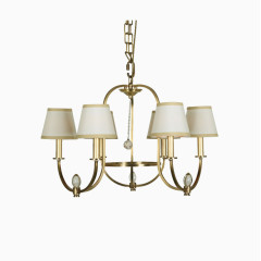 水晶吊珠6头黄铜全铜吊灯