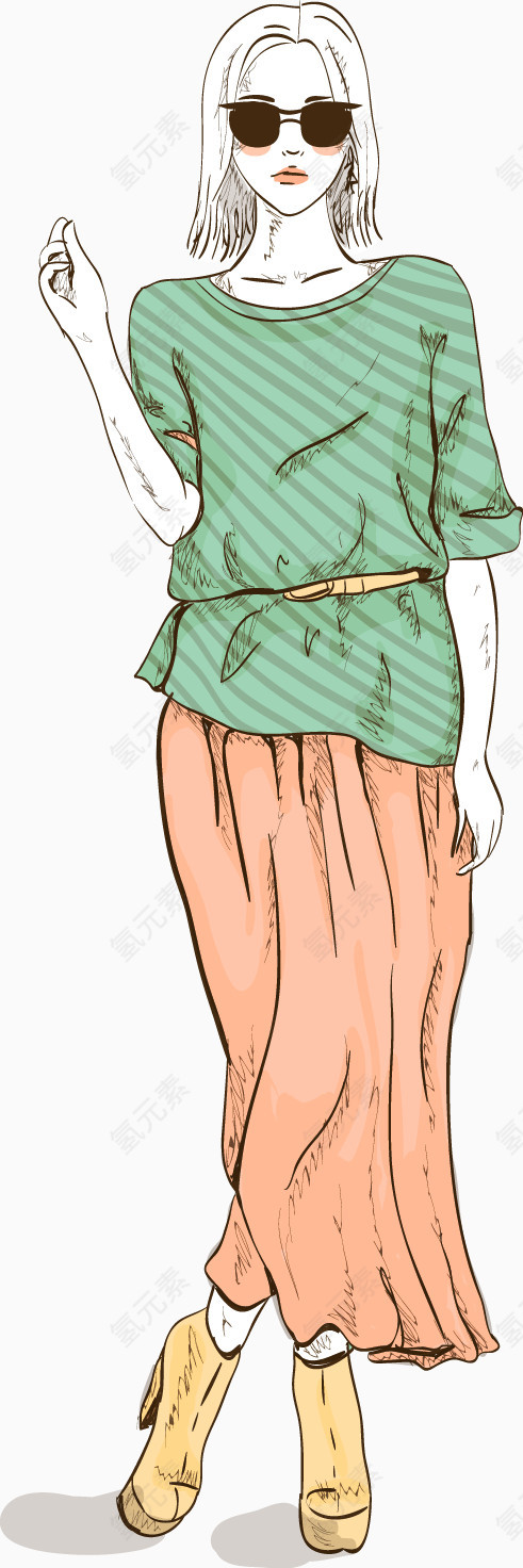 矢量女装模特