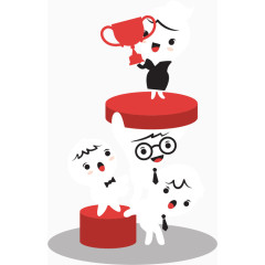 矢量可爱卡通人物拿奖杯