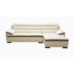 三人座米色皮沙发