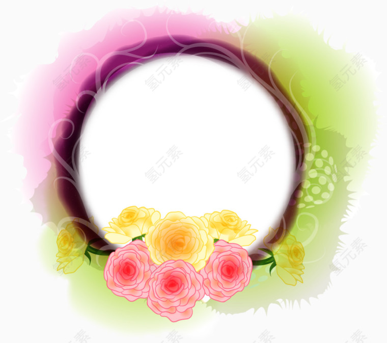 矢量淡雅花朵框架