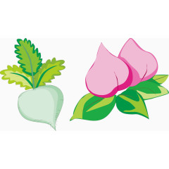 矢量手绘萝卜桃子素材