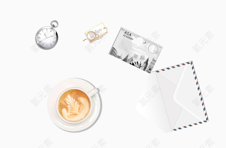 信封钟表咖啡免抠素材